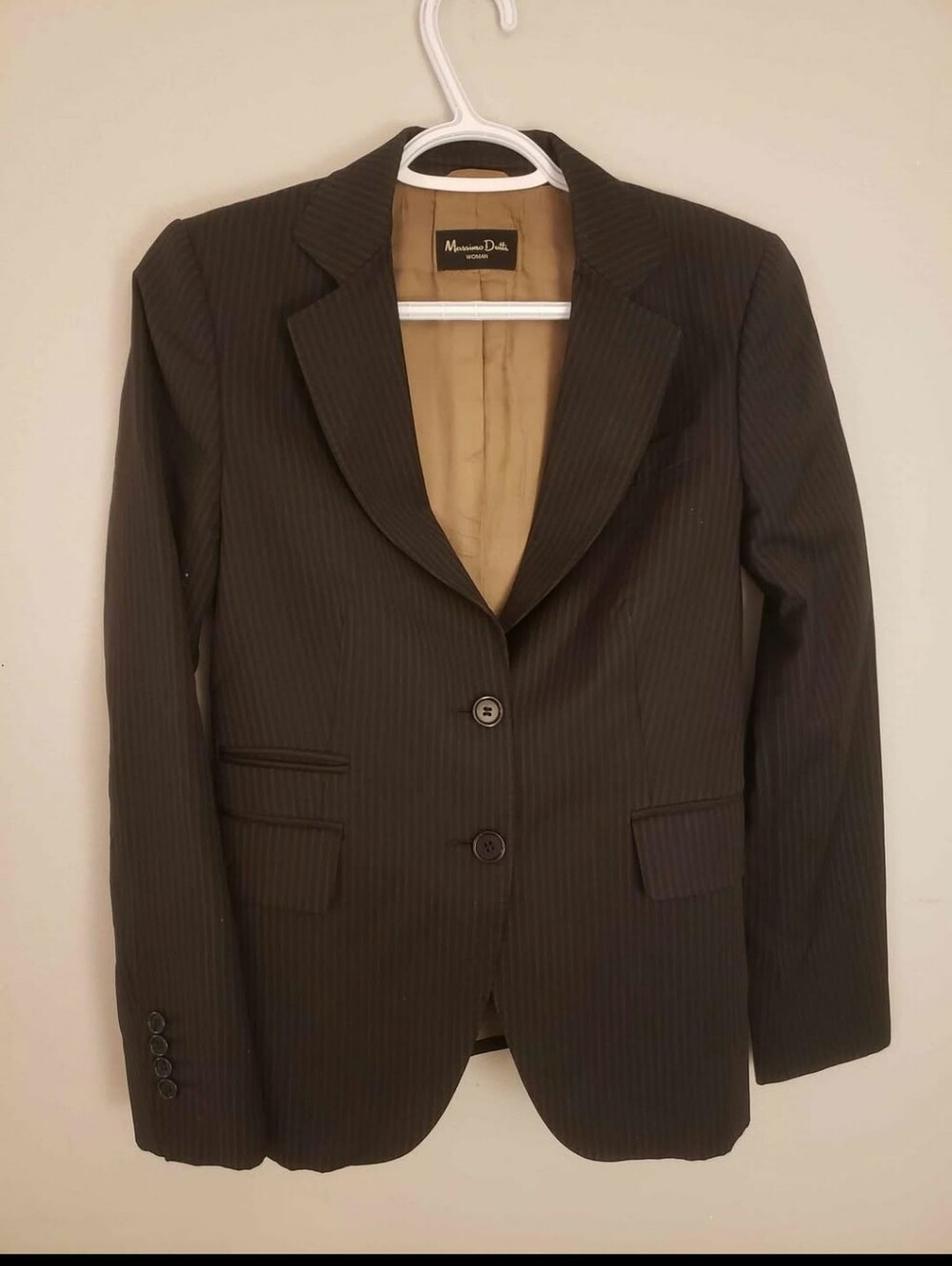 Massimo Dutti Black Pinstripe Women's Tailored Blazer